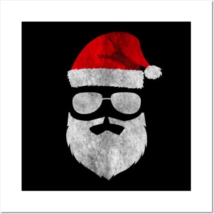 Santa Claus Sunglasses with Beard Christmas (White Vintage) Posters and Art